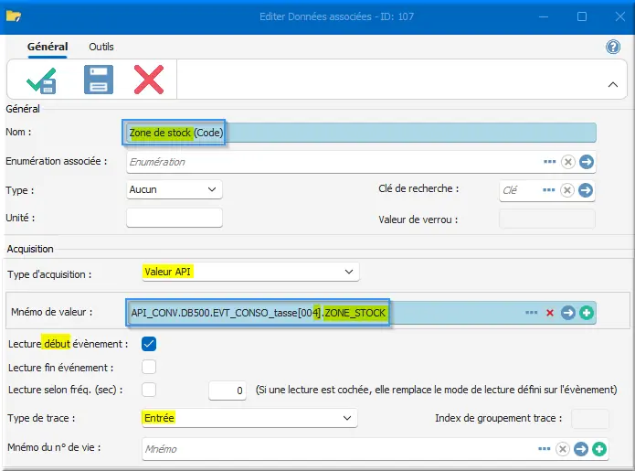 DA Zone de stock Code CONSO